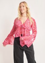 Εμπριμέ Μπλούζα με διαφάνεια